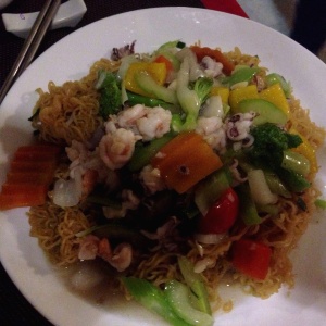 Fideos con mariscos