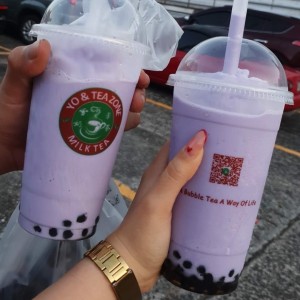 Bubble tea de taro frozen con tapioca