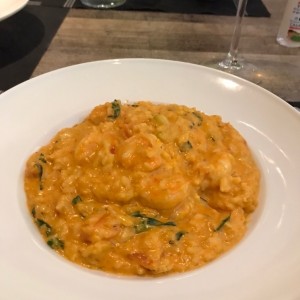 Risotto con camarones y acelga 