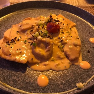 ravioli de salmon ahumado