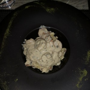 fetuccini strega con camarones