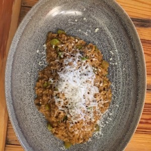 risotto de hongo y esparragos