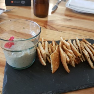 babaganouch with focaccia toast.