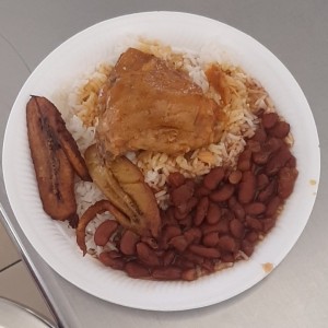 comida con pollo guisado 