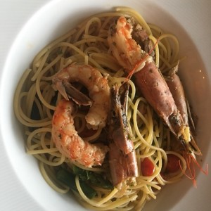 espaguetti con langostinos gluten free 