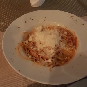 Spagetti Integral al Pomodoro con Parmesano.