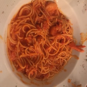 pasta gluten free con camarones.  deliciosa