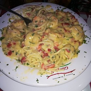 spaghetti con camarones