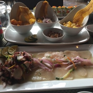 Cebiche y tiradito de pescado blanco