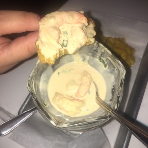 ceviche gourmet de Camarones y Patacones