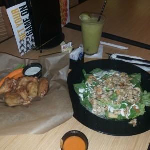 chicken Cesar Salad? + wing snack?