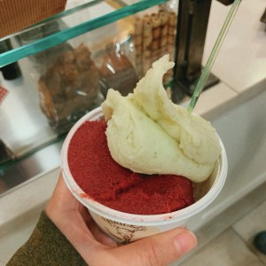 sorbetto grande de limon con hierbabuena y frutos rojos 