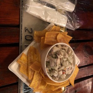 ceviche de corvina con salsa chimichurri