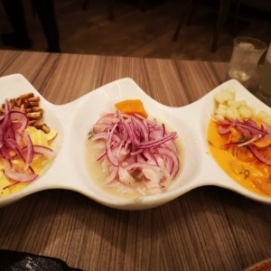 trio de ceviches volcan