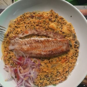 risoto de quinoa con filete de corvina