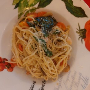 Spaguetti Aglio con pollo