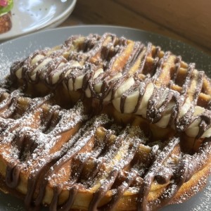 Waffle de nutella y banana