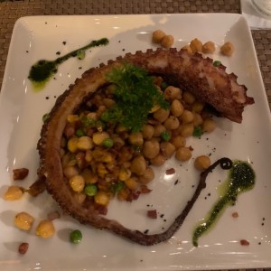 Pulpo Grillado sobre Lecho de Garbanzos