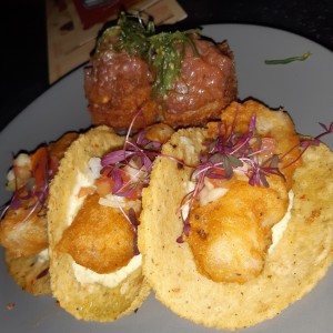 fish tacos and tuna tartar