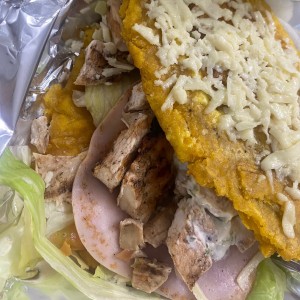 Patacon con pollo