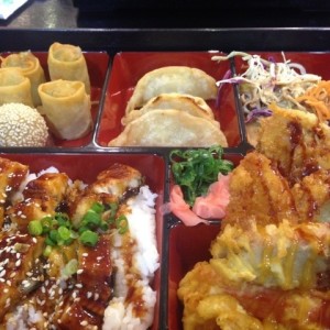 Unagi - Anguila de rio, tempura, gyozas, rollos primavera