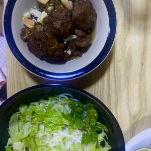 Fideos de arroz de puerco