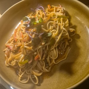 Pasta con Trozos de Filete