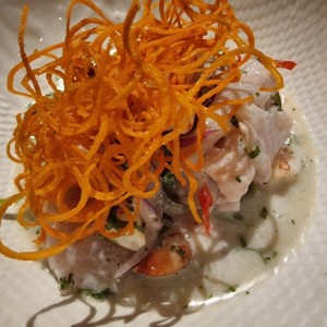 ceviche de pescado y camaron