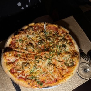Pizza con camarones