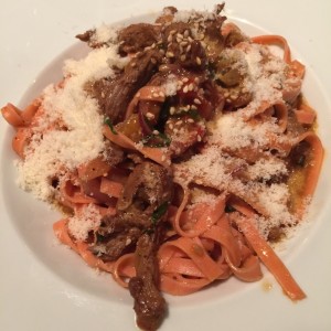 pasta con filete de res