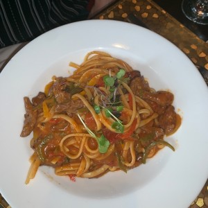 spaguetti con filete