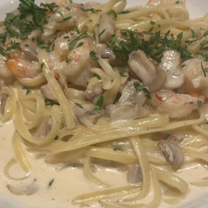 Pasta con camarones