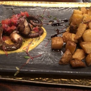 pulpo al grill con curry y coco