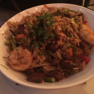 arroz thai mixto - doble filete y langostinos sin pollo