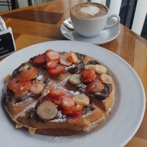 waffles con nutella y fresas