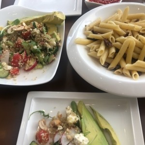 quinoa Verde y penne al oglio