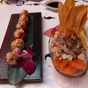 ROLLS - TRIO DE OKINAWA Y ceviche de mero