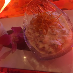 CEVICHE DE MERO Y LECHE DE COCO