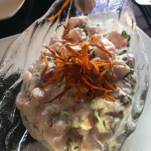 CEVICHE DE MERO Y LECHE DE COCO