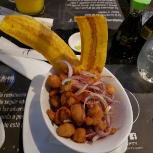 Ceviche frito de corvina