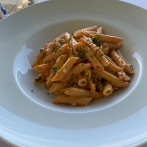 penne vodka y salmon