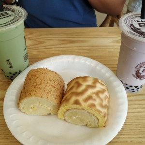 pan de cheesecake y Bubble tea