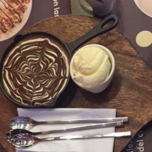 brownie and cookie in a pan