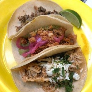 carnitas, cochinita pibil, pollo pistolero