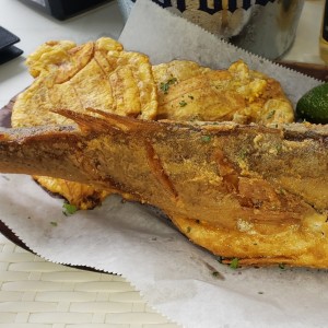 Pescado frito (corvina) con patacones