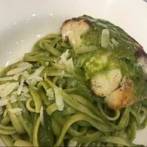 corvina fetuccine pesto