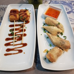 Brochetas y Rollitos de Pollo