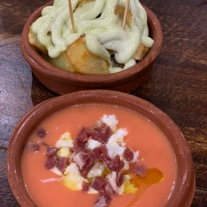 Patatas con alioli y Salmorejo