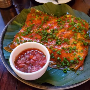 Yuca con salmon cubierto