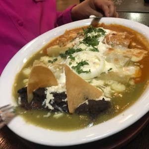 enchilada de pollo en salsa verde y roja